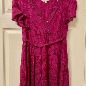 Elegant Pink V-Neck Blouse/Dress